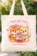 Pretty in Pink Tote Bag by Paws &amp; Boba Co.